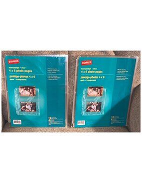 (2) Staples Heavyweight Clear 4x6 Photo Pages Sleeves 10-Pk ~20 Sheets Total NEW